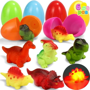 Joyfy 6 Pcs Prefilled Easter Eggs with Dinosaur Bath Toy for Toddlers,Light up Easter Eggs Bath Toys for Kids,Easter Basket Stuffers for Toddlers 1-3