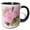 Black/White, variant on 3drose, Image of Watercolor of Two Pink Roses in Closeup, 11oz Mug