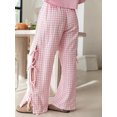 thumbnail image 6 of Women Y2k Gingham Striped Pants Elastic Waist Lace-Up Wide Leg Lounge Pants Plaid/Stripes Pajama Pj Pants Loose Trousers, 6 of 7