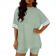 thumbnail image 2 of Women 2 Piece Sets Casual Short Sleeve Summer Shirts Elastic Waist Fashion Biker Shorts Loose Lightweight Comfy Breathable Tracksuit, 2 of 5