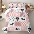 thumbnail image 2 of Manfei Cute Dachshund Dog Twin Quilt Set, Buffalo Plaid Twin Coverlet Set, Pink White, 2 Pieces, 1 Bedspread and 1 Pillowcase, 2 of 7
