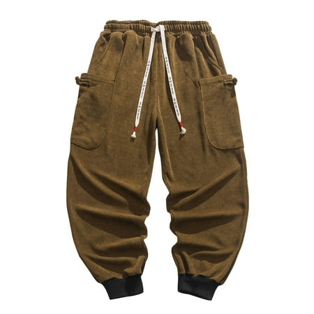 

NECHOLOGY Mens Scrub Pants with Pockets Male Autumn And Winter Warm Loose Pants Casual Solid Fit Pants Men Pants Beige XX-Large