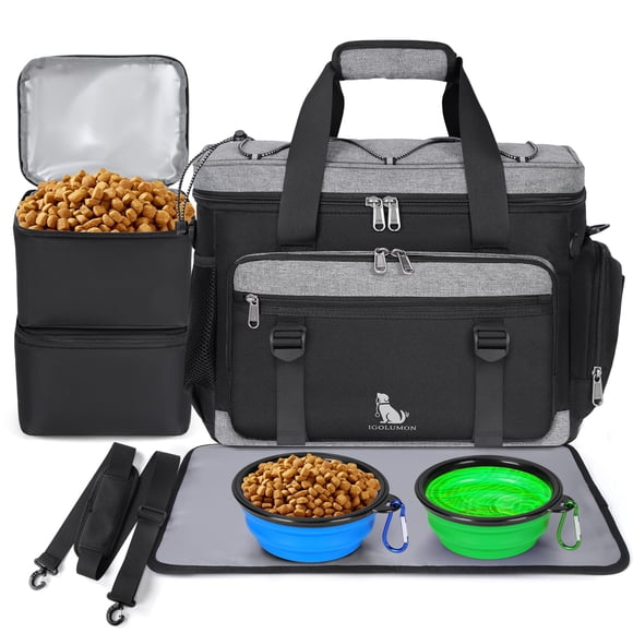 IGOLUMON Sac de Voyage pour Chien Ensemble de Sacs de Voyage pour Animaux de Compagnie pour Fournitures Kit de Camping pour Grand Chien Organisateur Approuvé par les Compagnies Aériennes avec Multi-Poches, 2 Grands Pieds