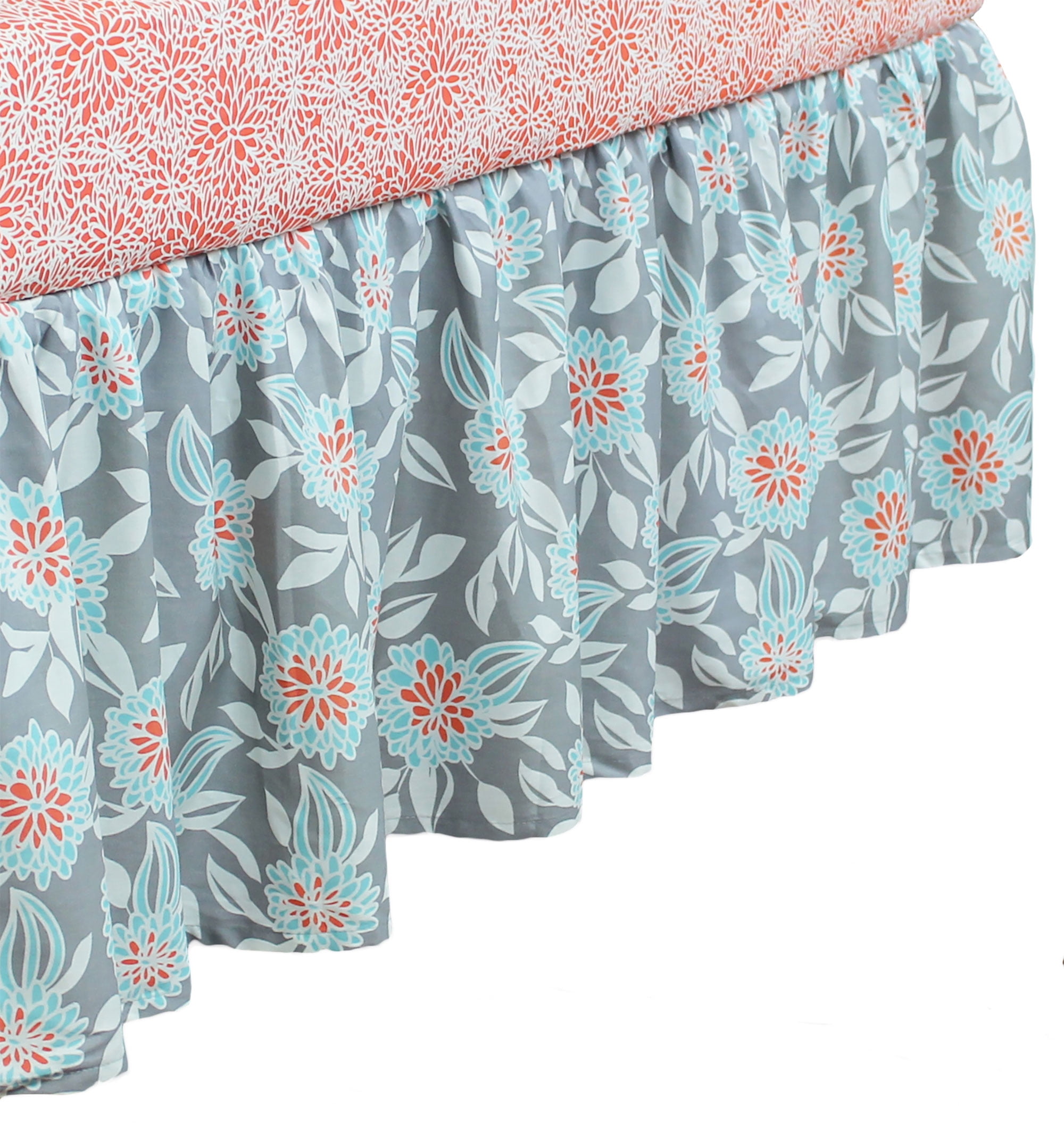 Balboa Baby Crib Skirt Grey Floral Design Grey Dahlia