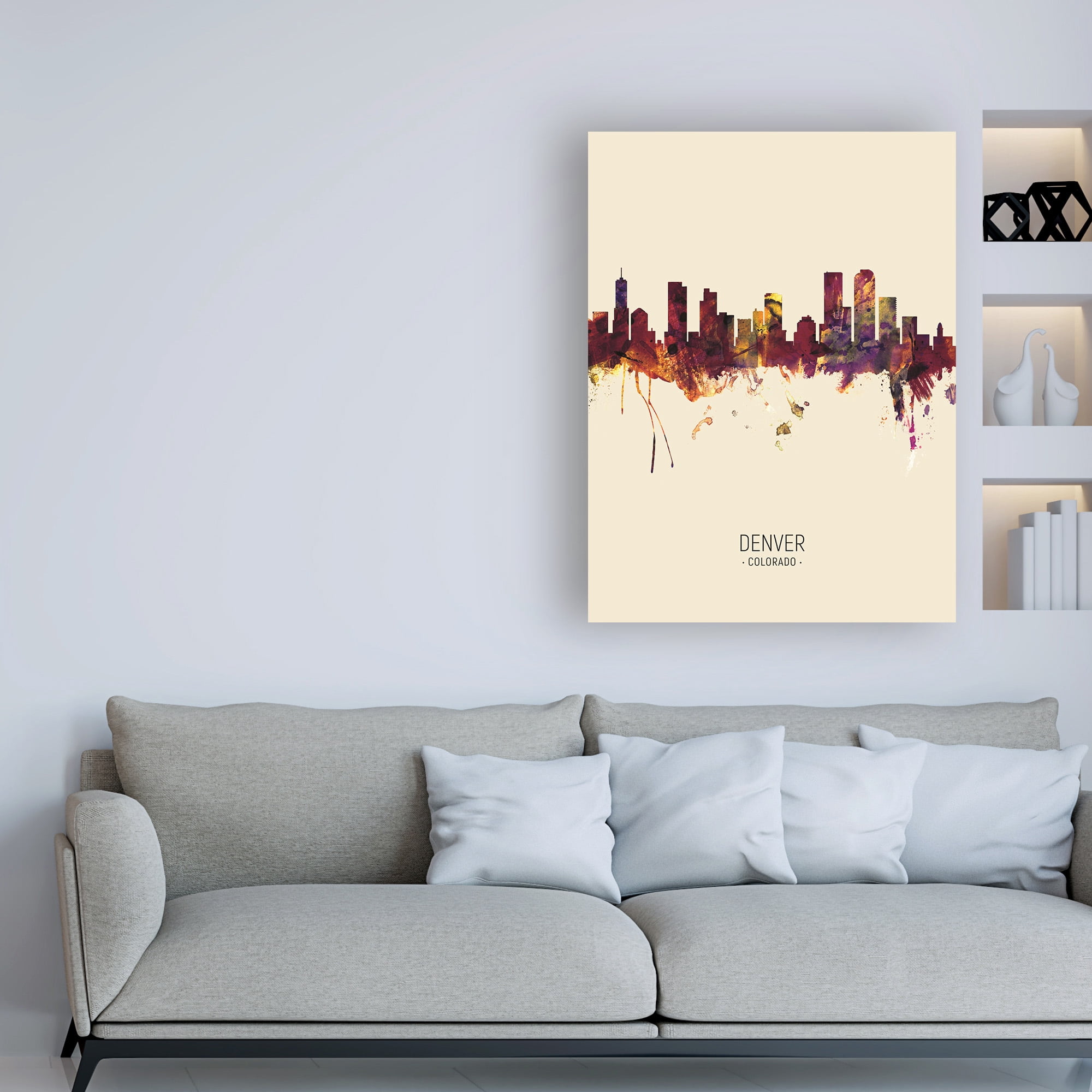 Trademark Fine Art 'Denver Colorado Skyline Portrait III' Canvas Art by Michael Tompsett