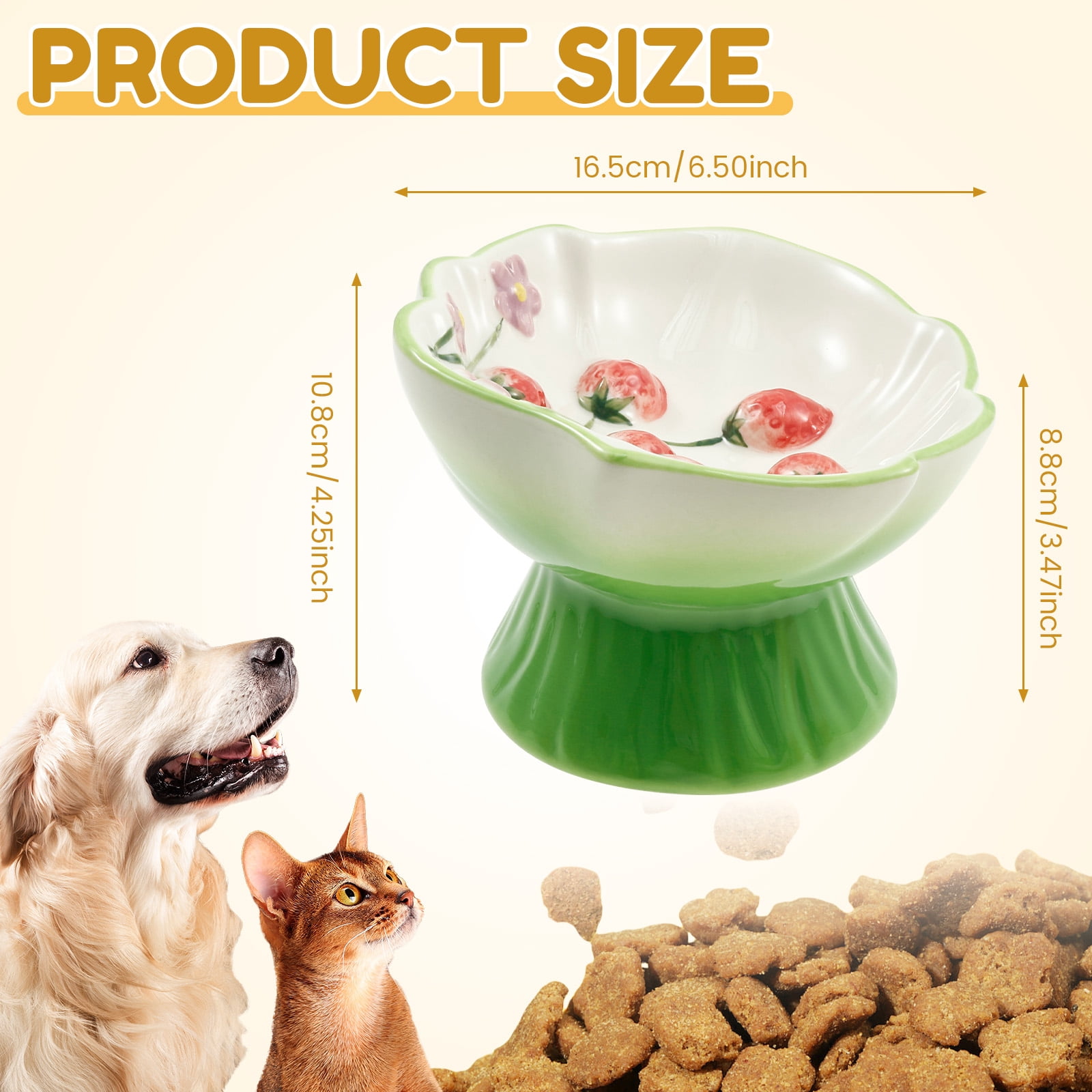 Threns Ceramic Slow Feeder Cat Bowl Elevated Small Cat Food Bowl Wide Mouth Small Dog Slow Feeder Control Eating Speed for Dog Pet