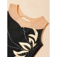 thumbnail image 5 of CHICTRY Girls Sleeveless Figure Skating Dress Hollow Back Mesh Splice Rhythmic Gymnastics Leotard Dress Black 12, 5 of 7