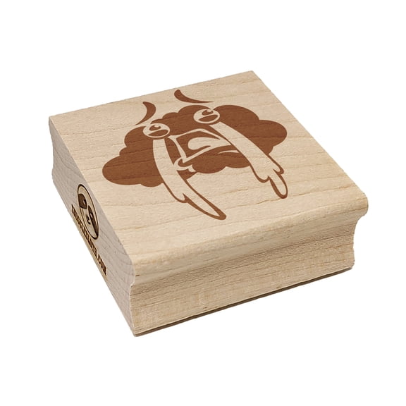 Sad Crying Rain Cloud Square Rubber Stamp Stamping Scrapbooking Crafting - Small 1.25in