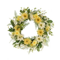 24" Vibrant Puleo International Artificial Chrysanthemum and Daisy Floral Spring Wreath