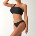 thumbnail image 6 of UTSJKR Womens Bikini Swimsuits Fashion One Shoulder Crop Tankini Tops and Swimming Briefs 2 Piece Bathing Suit Beachwear Black XL, 6 of 7
