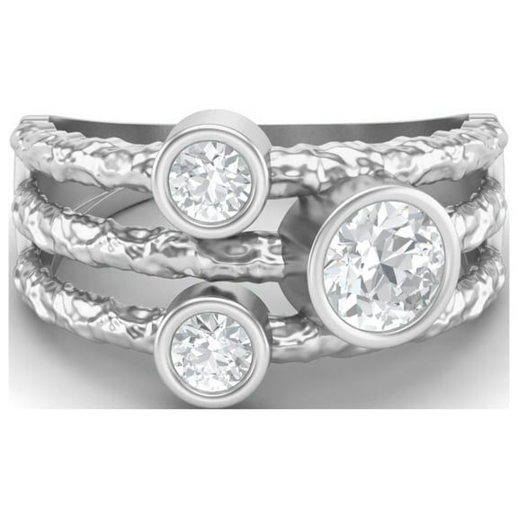 0.70 Carat Moissanite Diamond Split Shank Band E Color VS1 Clarity Brilliant Cut 925 Sterling Silver Trio Stone Women Valentines Day Gifts Ring