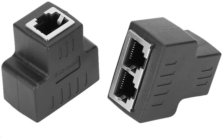 2PCs RJ45 Cable Adapter, 1 in2 Out LAN Connector Cable