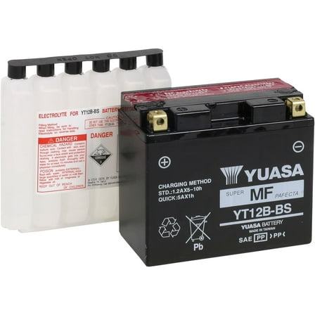 Yuasa YUAM6212B YT12B-BS Maintenance Free AGM Battery with Acid pack