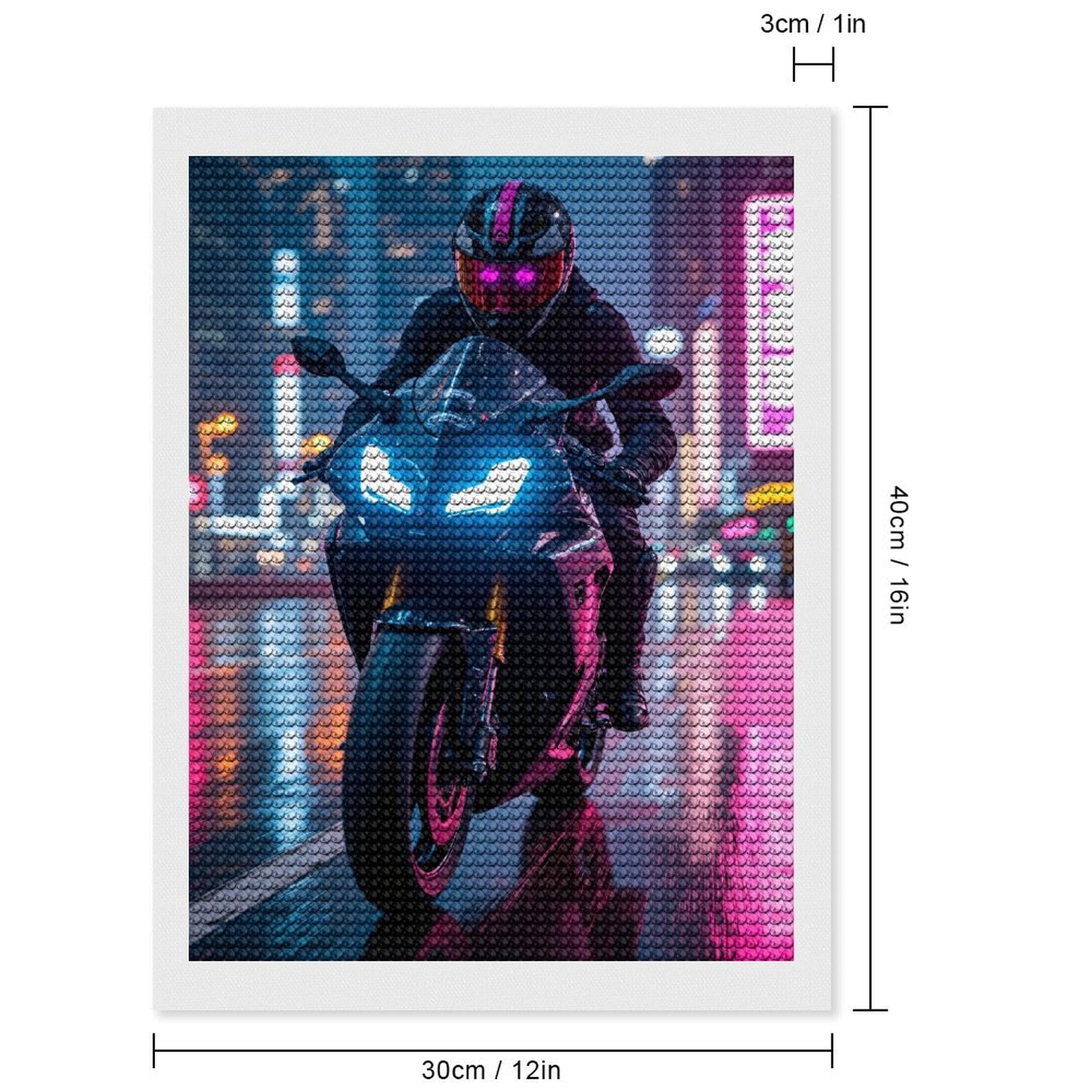 Diamond Art Kits for Adults, Night Rider Neon Streets 5D Diamond Painting Kits for Adults Beginners, DIY Full Drill Diamond Painting, Gem Art and Crafts 12x16