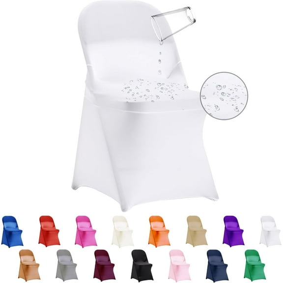 36 PCS Waterproof Stretch Spandex Folding Chair Covers, Dining Room Chair Slipcovers Protector for Wedding, Banquet, Party, Holidays, Celebration and Decoration(White)