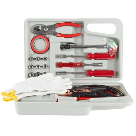 Stalwart Roadside Emergency Car Kit - 30-Pc Set with Jumper Cables and Case