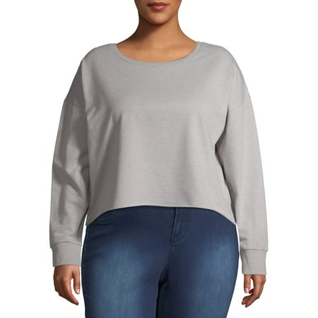 Grayson Social Juniors' Plus Size Cropped French Terry Sweatshirt