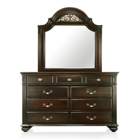 Furniture of America Collier 2-Piece Dresser and Mirror Set, Black