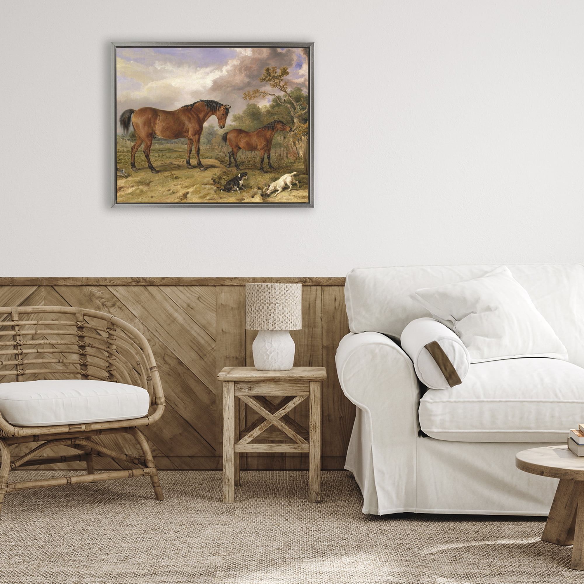 Stupell Industries Classic Portrait of Horses Gray Framed Floater Canvas Wall Art, design by Tina LeCour