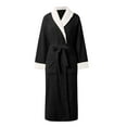thumbnail image 4 of Women's Fall/winter V Neck Solid Color Flannel Long Nightgown Womens Winter Robes Womens Fuzzy Robe Robes for Women Fuzzy with Zipper Sweater Robe Women plus Size Kimono Robe Fancy Robes Nylon Robes, 4 of 5