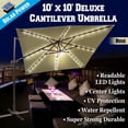 thumbnail image 3 of Strong Camel Deluxe Off-Set, Hanging Roma, Solar Powered Umbrella, Tilt and 360 Rotation, Outdoor Sunshade Cantilever Crank Protect Cover with Base, Beige, 3 of 6