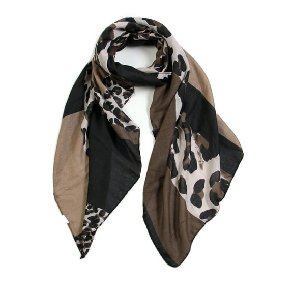 Women's Premium Leopard Print Multi-Toned Fashion Scarf (Brown)