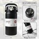 thumbnail image 4 of Botella 1000ml Termo De Acero Inoxidable,Agua Fría (24 horas) o Caliente (12 horas),Botella De Agua Aislada Con Pajita De Silicona A Prueba De Fugas，Para Gimnasio, Deportes Y Oficina (Negro), 4 of 8