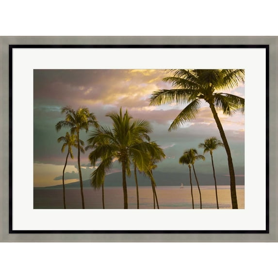 Great Art Now Hawaii Palm Sunset No. 1 by Carlos Vargas, Framed Wall Art, 31W x 23H