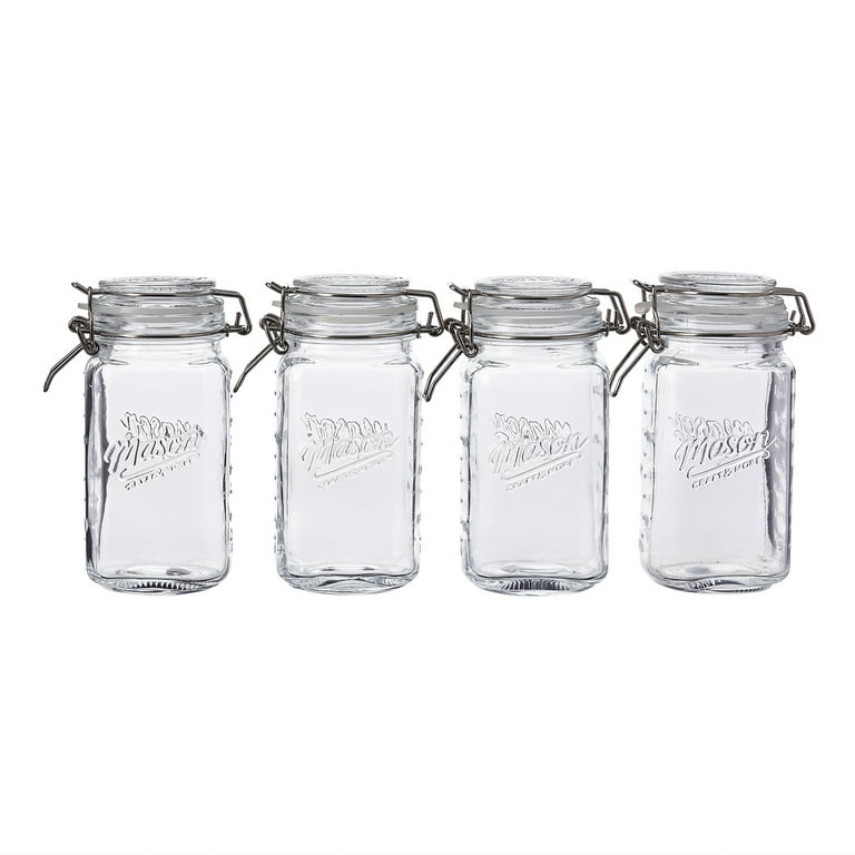 Mason Craft & More 17oz Set of 4 Tall Mini Clamp Jars