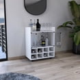 thumbnail image 3 of White bar cart with 8 - bottle rack double glass cabinet and smooth - rolling caster wheels for primary living space functionality, 3 of 4