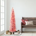 thumbnail image 2 of 4 ft Pre-lit Pink Flocked Alpine Pencil Tree 139 Tips 50 UL Clear Incandescent Lights, 2 of 2