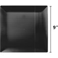 thumbnail image 2 of Premium Heavy Duty Plastic Plates - Linear Squared (40 Pack) - Wedding China Like (9 Inch., Black) - Crown, 2 of 5