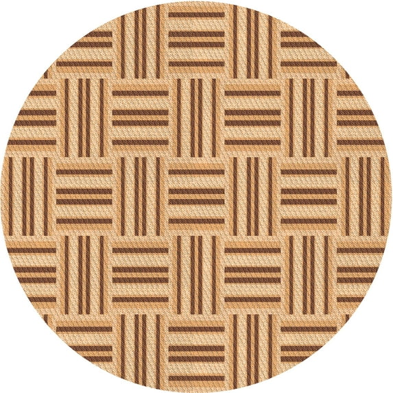 Ahgly Company Machine Washable Indoor Round Transitional Yellow Orange Area Rugs, 6' Round