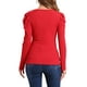 thumbnail image 3 of INSPIRAR CHIC Blusa de Manga Abullonada para Mujer con Cuello Cuadrado, Blusa Básica de Punto de Manga Larga S Roja, 3 of 5