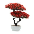 thumbnail image 3 of Árbol bonsái artificial para interiores, planta artificial, adorno decorativo en maceta Rojo, 3 of 9
