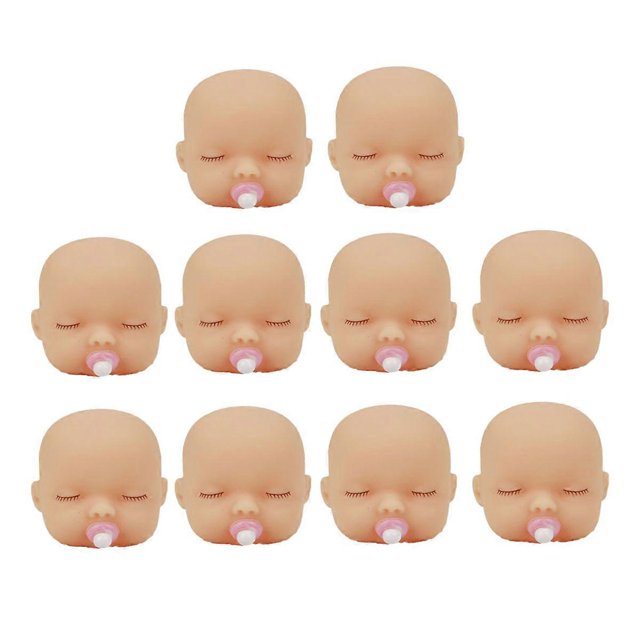 10pcs Adorable Baby Head Doll Key Ring Mini Doll Body Part DIY Crafts Keychain for Families Friends