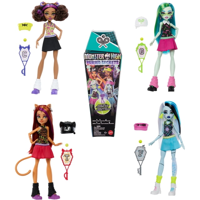 Monster High Poupées surprises Secrets Enfouis, thème “Crocs en bord de terrain” (personnages variables)