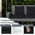 thumbnail image 6 of Gymax 2-Person Patio Hanging Porch Swing Rattan 800LBS Swing Bench w/ Black Cushions, 6 of 9