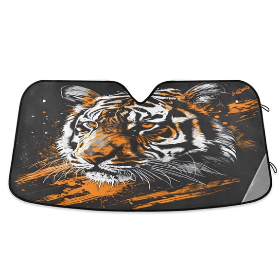 Fierce Tiger Head Car Windshield Sun Shade Foldable Car Front Window Visor Heat and UV Protection 53x23.5