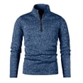 thumbnail image 4 of Men's Thermal Shirts Solid Color Zip Neck Turtleneck Base Layer Warm Winter Casual Layering Tops for Men Blue L, 4 of 5