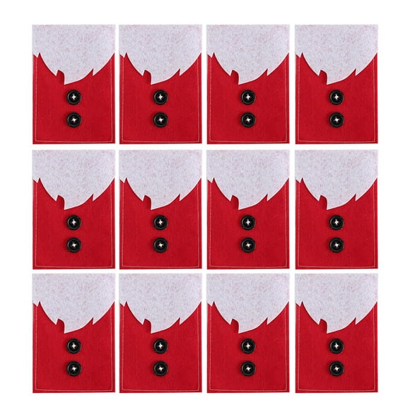 12pcs Christmas Clothes Shaped Tableware Holder Bags Knives Forks Pouch Cutlery Bags Delicate Silverware Storage Bags