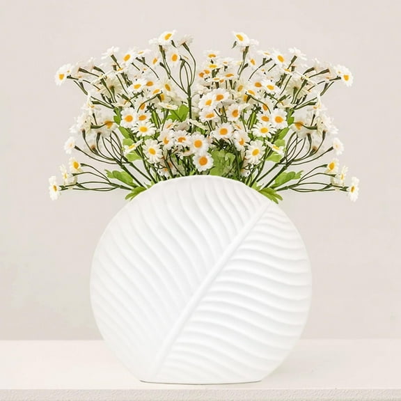 AzulHome Ceramic Vase - Flower Vase for Modern Table Shelf Decor, Minimalism Aesthetic Boho Style Decor for Bedroom, Living Room, Office, Solid White