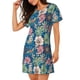 thumbnail image 2 of Easygdp Colorful Flowers Camisón de manga corta para mujer, informal, estampado, 2 of 6