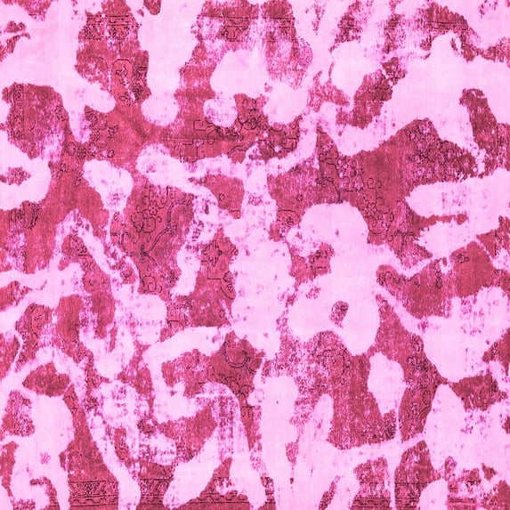 Ahgly Company Indoor Square Abstract Pink Modern Area Rugs, 6' Square
