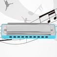 thumbnail image 1 of Blues Harmonica 10‑Hole Mouthorgan G Key Electroplating Base Beginner Gifts Musical InstrumentBlue, 1 of 7