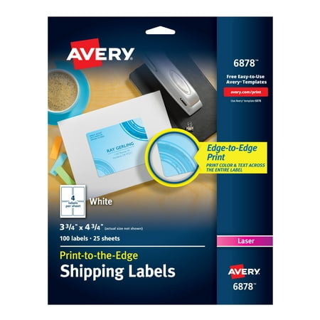 Avery(R) Print-to-the-Edge Shipping Labels for Color Laser Printers and Copiers, 3.75 x 4.75 Inch, Pack of 100 (Best Way To Print Shipping Labels)