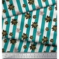 thumbnail image 3 of Soimoi Green Cotton Duck Fabric Stripe & Clematis Floral Print Fabric by Yard 42 Inch Wide, 3 of 3