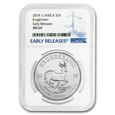 2019 South Africa 1 oz Silver Krugerrand MS-69 NGC (Best Bank In South Africa 2019)