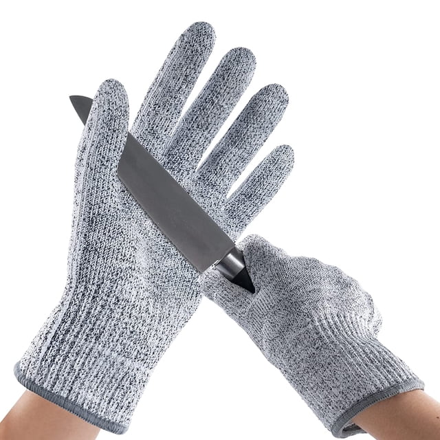 2 pares de guantes anticorte de nivel 5, material de calidad alimentaria, guante de trabajo de cocina, descascarado de ostras, fileteado de pescado, corte de carne, tallado, gris, L ER