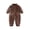 Brown, variant on 3M-2Y Cozy Cold Weather Baby Suit For Newborn, Solid Soft Fluffy Plush Long Sleeve Pocket Unisex Crawling Jumpsuit